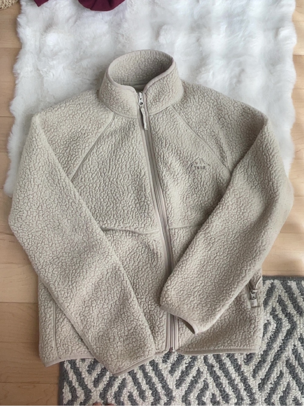 TNA aritzia Cozy Full-Zip in Light Beige